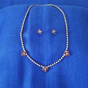 Flower chocker necklace and earrings set